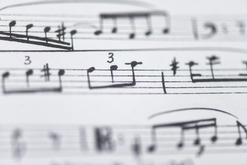 Notenblatt mit Musiknoten